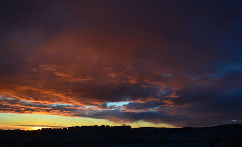 Silhouette buildings against sky during sunset