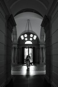 People in front of historic building