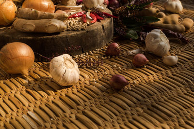 Close-up of spices in market stall