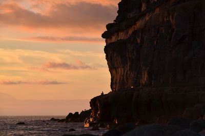 Scenic view of sea against sky at sunset