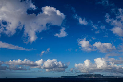 Scenic view of sea against blue sky