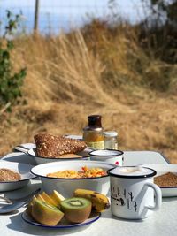 Breakfast on table