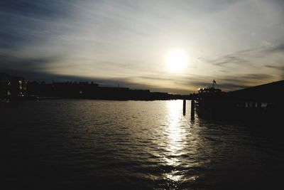 Scenic view of river against sky during sunset