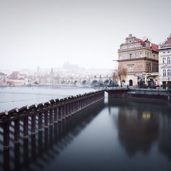 View of bridge over river in city