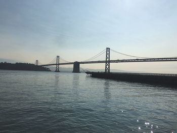 Suspension bridge over river