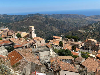 High angle view of townscape against sky