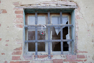 Close-up of window on old building