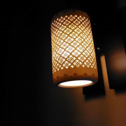 Low angle view of illuminated lamp