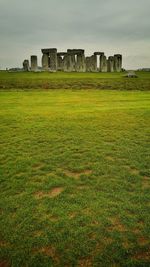 View of old ruin on field