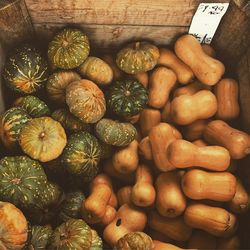 High angle view of vegetables for sale in market