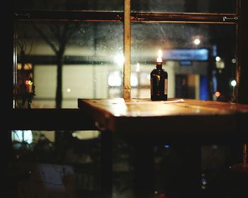 Close-up of illuminated restaurant