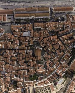 High angle view of buildings in city