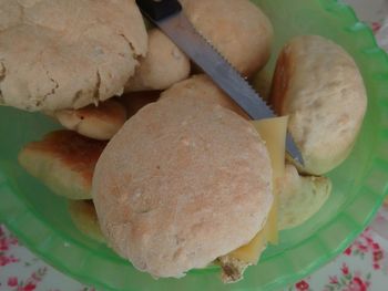 High angle view of breakfast on plate