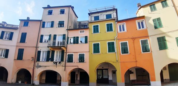 Low angle view of residential buildings against sky