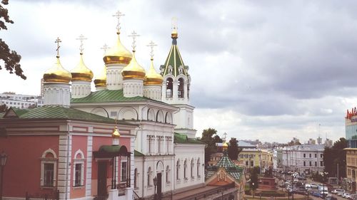 High angle view of cathedral in city