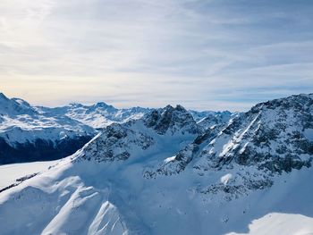 Snow covered mountains against sky