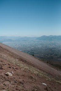 Scenic view of landscape against clear blue sky