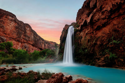 Scenic view of waterfall