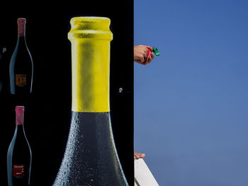 Close-up of beer bottles