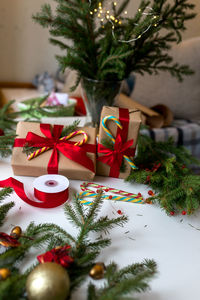 Christmas decoration on table