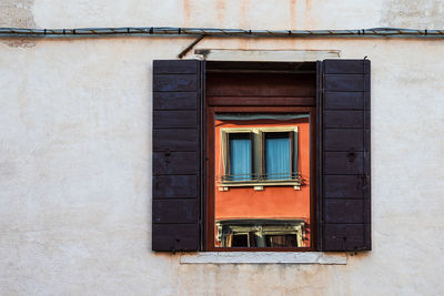 Closed door of old house