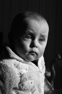 Portrait of cute baby at home