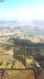 High angle view of field against sky