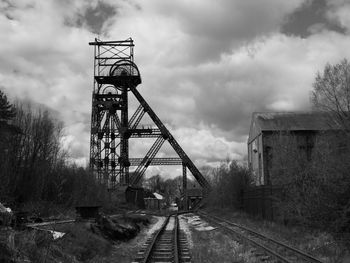 Astley green colliery museum against cloudy sky