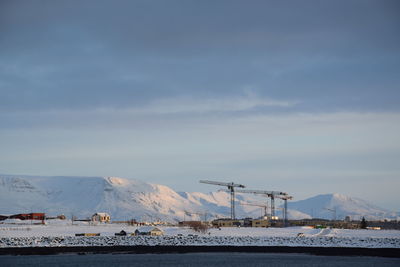 Scenic view nordic city sea against sky