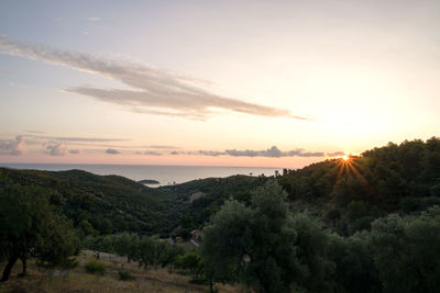 Scenic view of landscape against sky during sunset