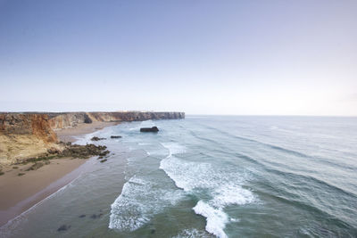Scenic view of sea against clear sky