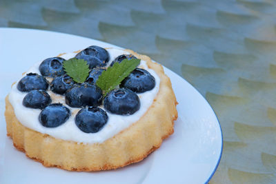 Close-up of cake served on plate