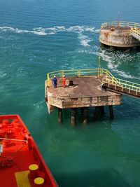 High angle view of pier over sea