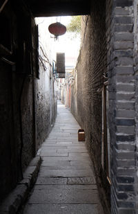 Narrow alley amidst buildings in city