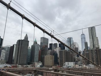 Low angle view of suspension bridge