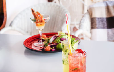 Close-up of drinks in glass