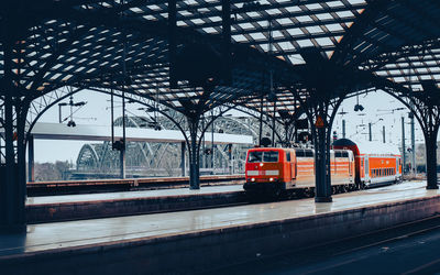 Train on railroad station
