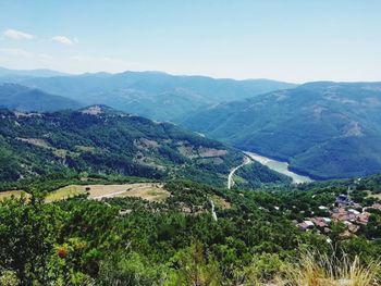 High angle view of landscape against sky