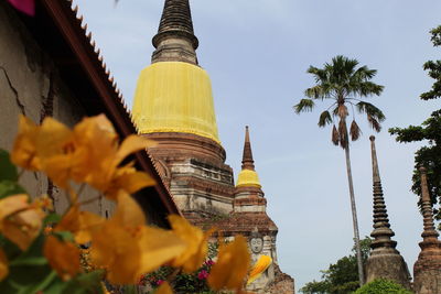 Low angle view of temple building against sky