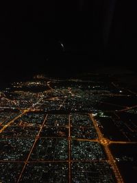 Aerial view of city at night