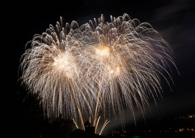 Firework display at night