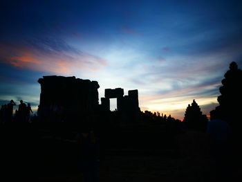 Silhouette of buildings at sunset