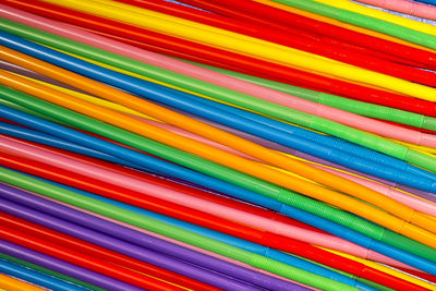 Full frame shot of colorful straws arranged