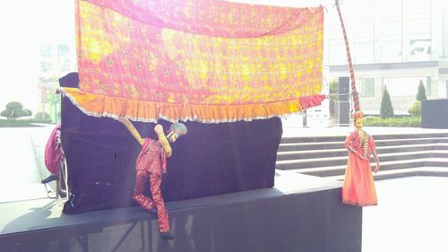 Low section of clothes hanging