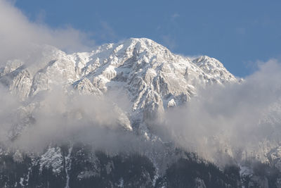 Panoramic view of snowcapped mountains against sky