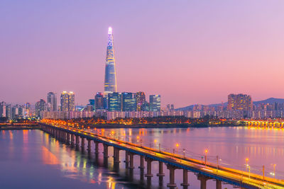 Illuminated city at night