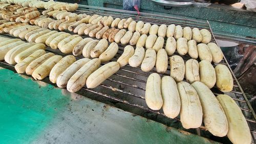 High angle view of food for sale at market stall