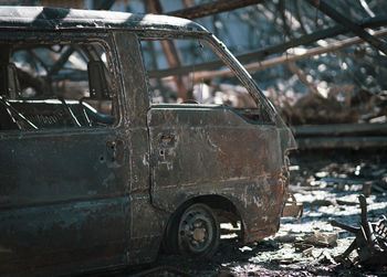 Old vehicle at junkyard