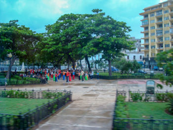 People on footpath in park