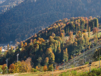 Panorama view of rosa khutor ski resort, year-round mountain resort near sochi, russia.